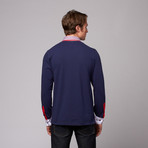 Long Sleeve Pique Polo // Navy + Gingham (S)