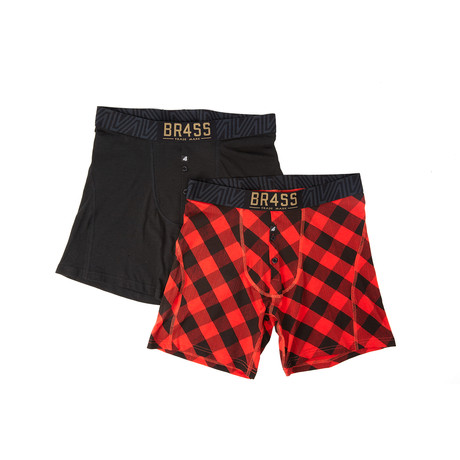 Plaid Fitted Boxer Pack // Set of 2 (S)