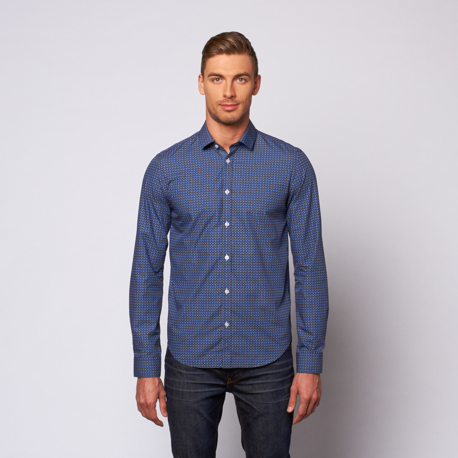 Arne Vik Woven Button Down // Evening Blue (S) - Moods of Norway ...