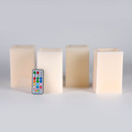 4-Pack Square Candles with Remote // Plain