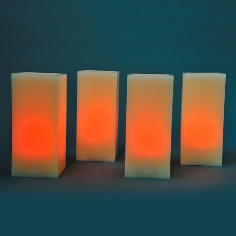 4-Pack Square Candles with Remote // Plain