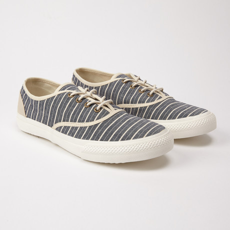 Borstal Stripe Sneaker // White + Navy (US: 7)