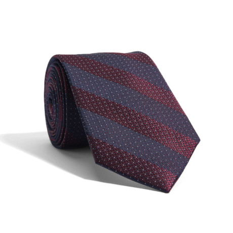 Dotted Stripe Modern Cut Tie // Maroon