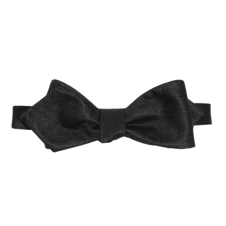 Solid Herringbone Bow Tie // Black