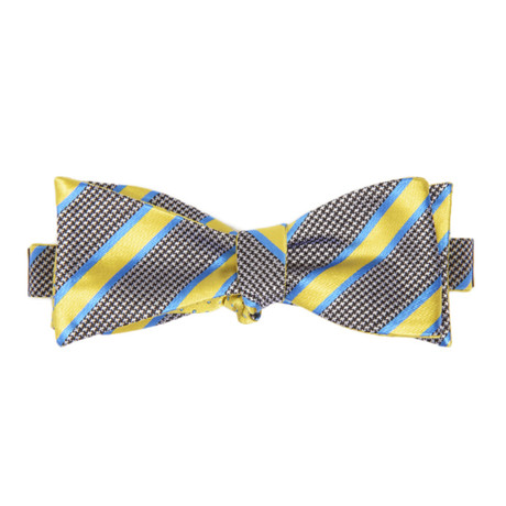 Reversible Houndstooth Bow Tie // Yellow + Blue Dotted