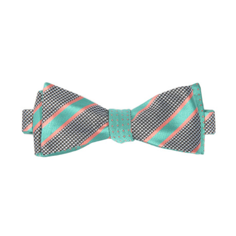 Reversible Houndstooth Bow Tie // Mint + Pink Dotted