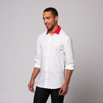 Cherry Bow Tie Button Up Shirt // White (XL)