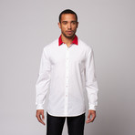 Cherry Bow Tie Button Up Shirt // White (XL)