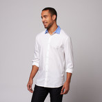 Blueberry Bow Tie Button Up Shirt // White (XL)