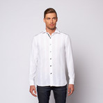 Textured Button Up + Dot Detail // White (S)