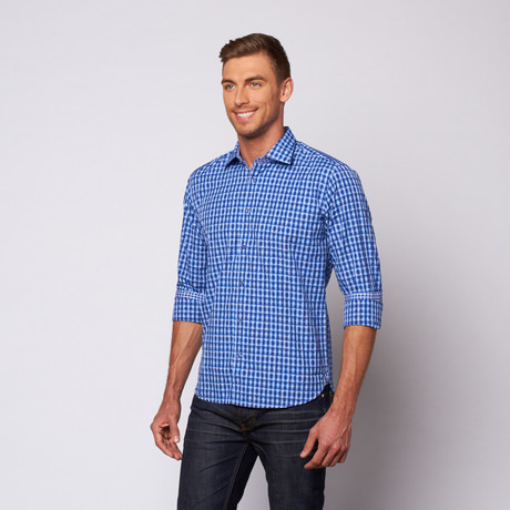 Plaid Button Up Shirt // Blue (S)