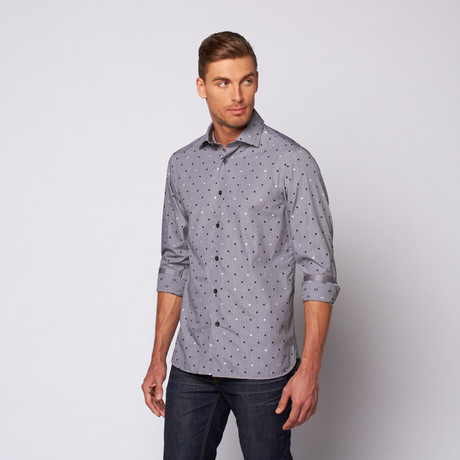 Dotted Button Up Shirt // Grey (S)
