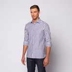 Medium Stripe Button Up Shirt // Navy (L)