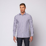 Medium Stripe Button Up Shirt // Navy (XL)