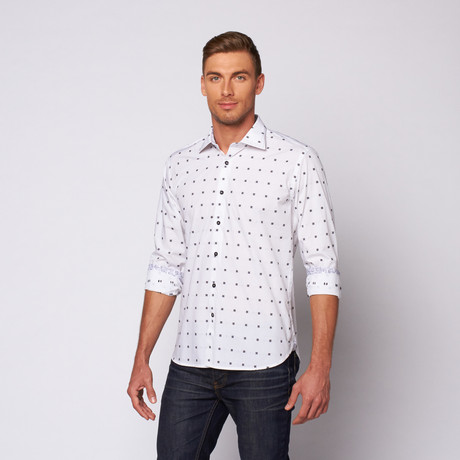 Contrasting Square Button Up Shirt // Black + White (S)