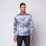 Thin Stripe Tie-Dyed Button Up Shirt // Blue (L)