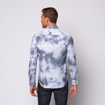 Thin Stripe Tie-Dyed Button Up Shirt // Blue (M)