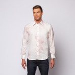 Floral Shadow Linen Button Up Shirt // Pink (XL)