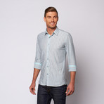 Soft Stripe Button Up Shirt // Turquoise (L)