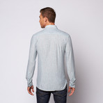 Soft Stripe Button Up Shirt // Turquoise (2XL)