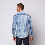 Stripe Dyed Button Up Shirt // Indigo (XL)