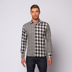 Contrast Plaid Button Up Shirt // Black (2XL)