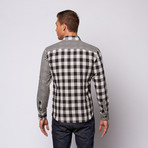 Contrast Plaid Button Up Shirt // Black (2XL)