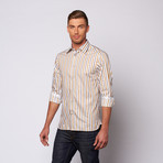 Stripe Button Up Shirt // Tan (S)
