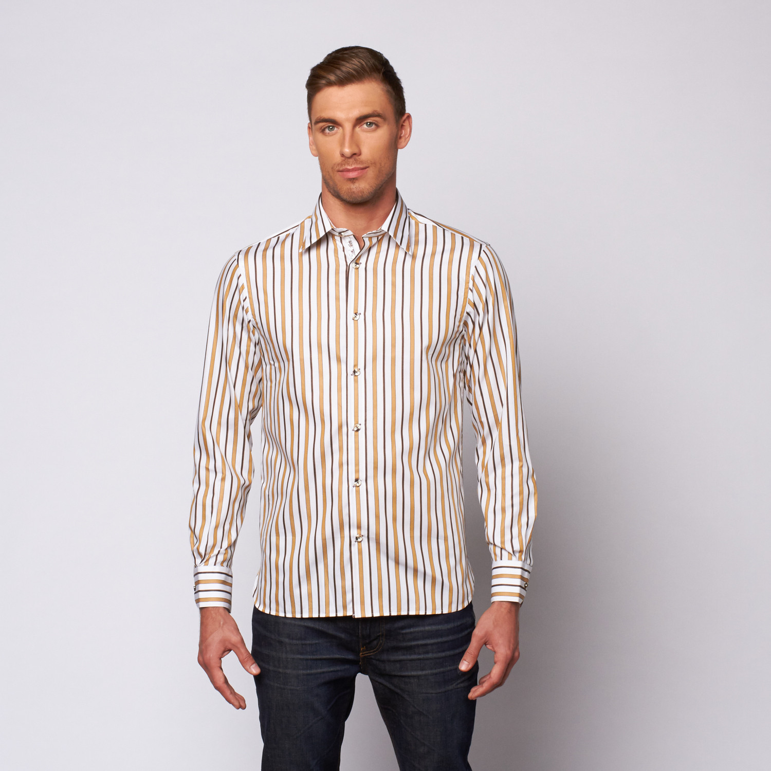 Stripe Button Up Shirt // Tan (S) - International Laundry - Touch of Modern