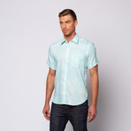 Linen Button Up Shirt // Aqua (2XL)