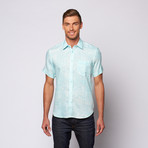 Linen Button Up Shirt // Aqua (XL)