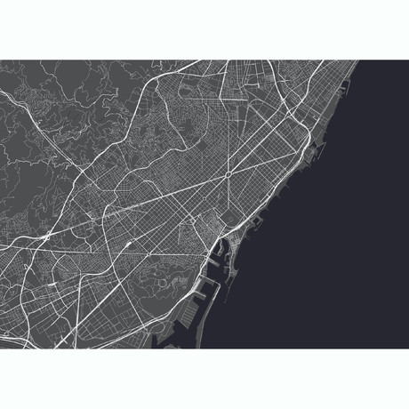 Barcelona Map (Charcoal + Slate)
