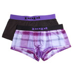 2-Pack Ibiza Plaid Brazilian // Black + Purple (L)