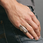 Ancient India Bent Bar Silver Ring