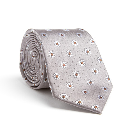 Floral Silk Tie // Grey