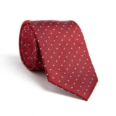 Microdot Silk Tie // Red + White