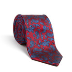 Midnight Paisley Silk Tie // Red + Blue