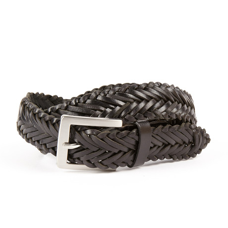The Trent Plaited Waxed Leather Belt // Black (Small (32"- 34" Waist))