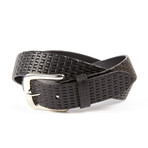 The Charlie Woven Embossed Leather Belt // Black (Small (32"- 34" Waist))