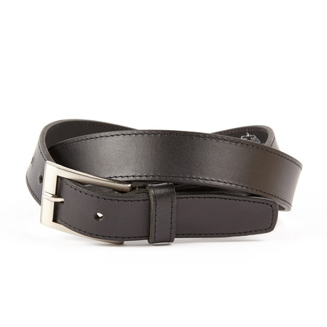 The Eric Block Edge Leather Belt  // Black (Small (32"- 34" Waist))