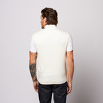 Ribbed Half Zip Vest // White (S)