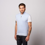 Ribbed Half Zip Vest // Light Blue (XL)