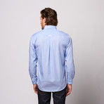 Striped Button Up // Blue + White (M)