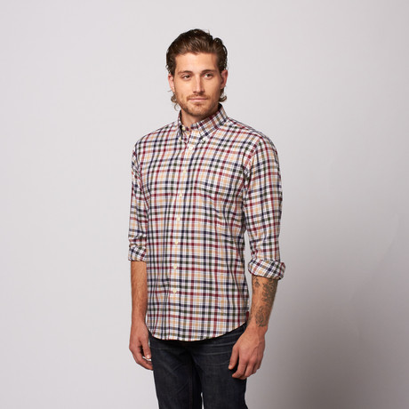 MINE Apparel // Plaid Button Down // Red + Forest (XS)