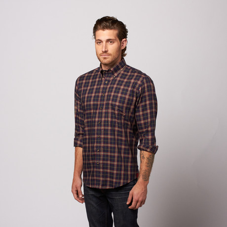 MINE Apparel // Plaid Button Down // Navy + Red (XS)
