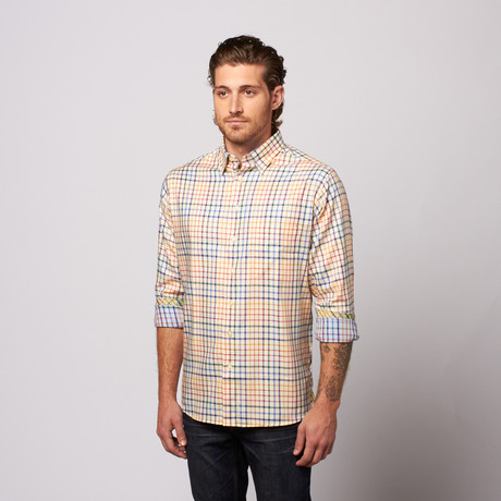 Colored Grid Button Up // Yellow + Multi (XS)