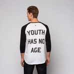 Youth Has No Age Raglan // White + Black (M)