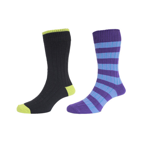 Contrast Stripes Sock Pack // Set of Two