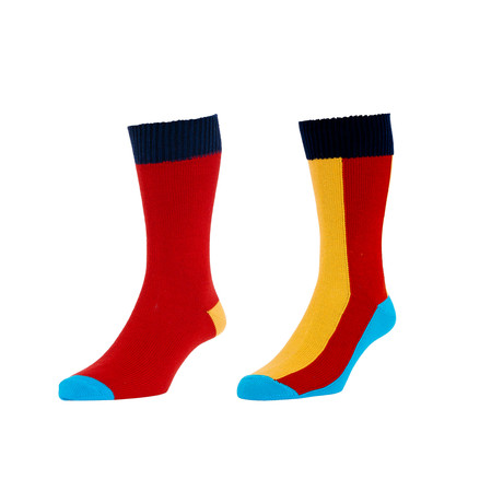 Navy Color Block Sock Pack // Set of Two