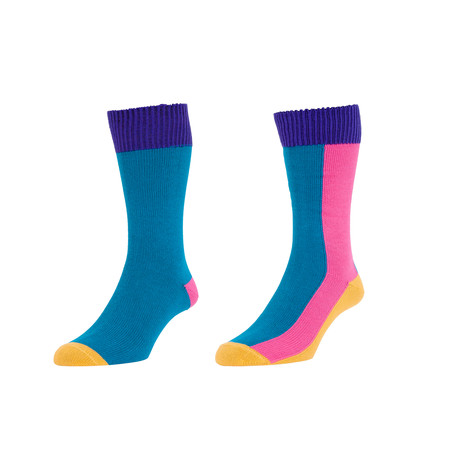 Purple Color Block Sock Pack // Set of Two